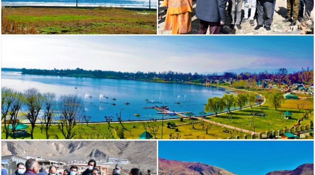 Principal Secretary H&UDD and Div Com Kashmir takes extensive tour of Manasbal lake
