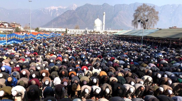 Devotees offer congregational Friday prayers at Hazratbal on Mehraj-Ul-Alam