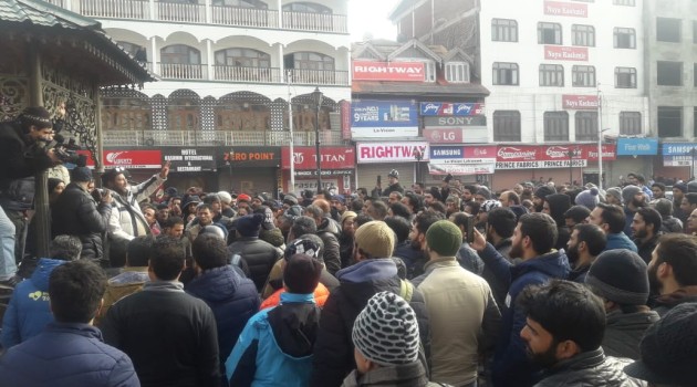 Latest Visuals From Lal chowk Srinagar….. Protest Started….