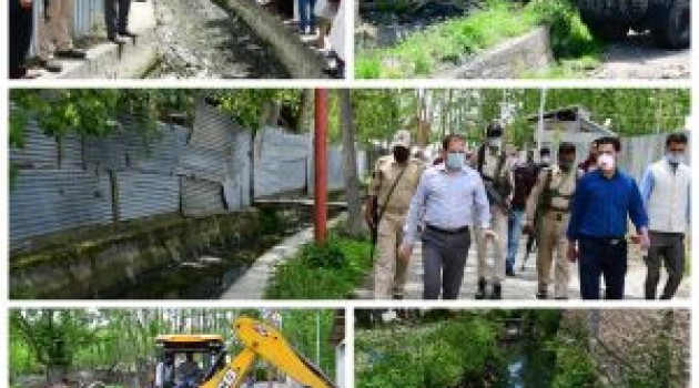 DC Ganderbal inspects progress of desilting on padshahi canal, Shalabugh Canal