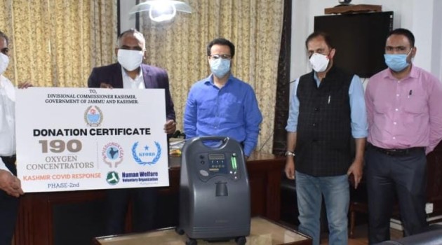 Divisional Administration Kashmir receives 190 Oxygen Concentrators