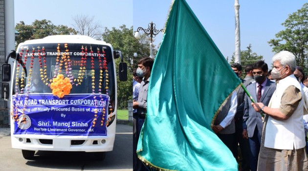 Lt Governor launches online services of Motor Vehicle Department; Flags-off JKRTC’s new fleet of buses