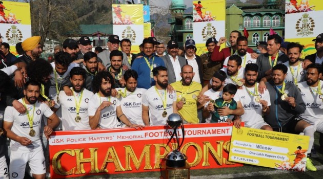 17th J&K Police Martyrs Football Tournament 2022 concludes, JK Bank lifts the title