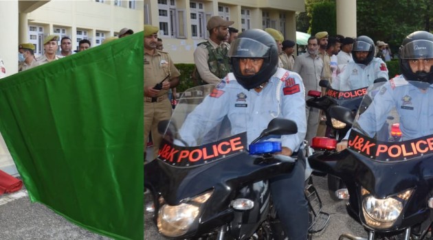 DGP J&K flags off 120 police retrofitted motorcycles for police stations, traffic Police