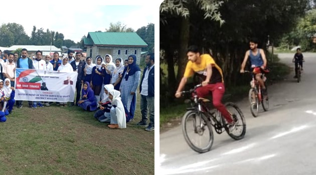 YSS Organizes Mega Cycle Rally At Kulgam,Scores Of Boys & Girls Participate