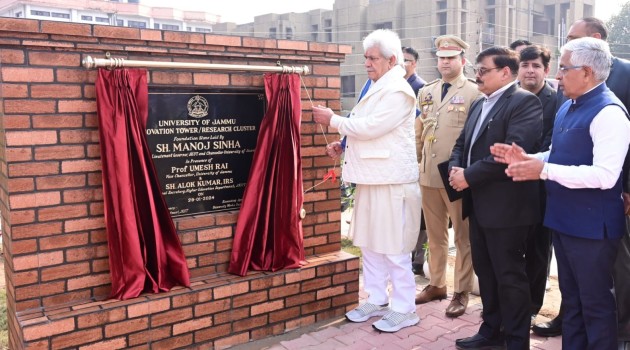 Lt Governor lays foundation stone for Innovation Tower at University of Jammu