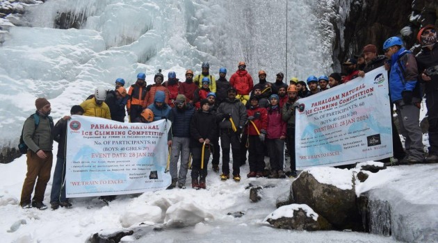 Jawahar Institute of Mountaineering and Winter Sports triumphs in Natural Ice Wall Climbing Competition 