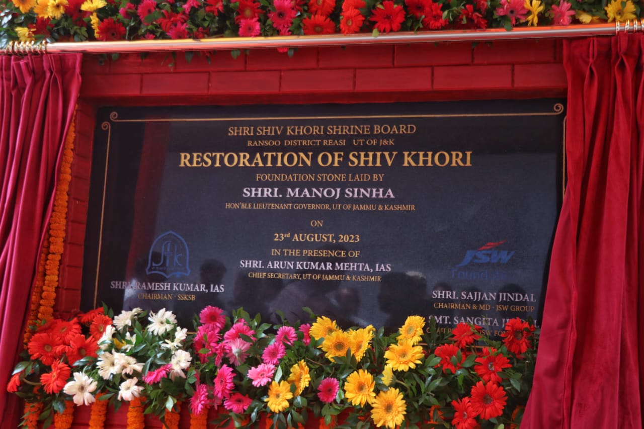 Lt Governor Lays E Foundation Stone For The Restoration Of Holy Shrine Of Shiv Khori By Jsw